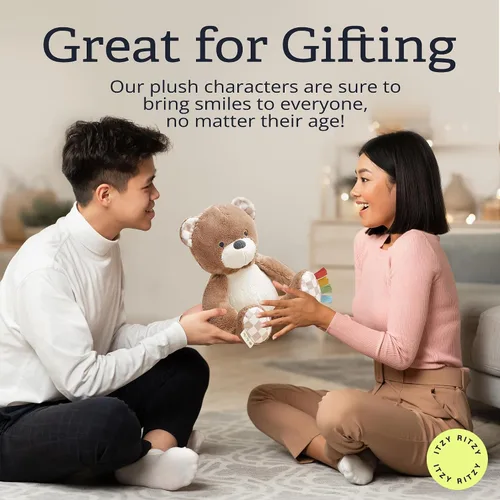 Vista 5 de Itzy Ritzy Snuggles Juguete de Peluche – Animal de Peluche Suave para Bebés, Niños y Adultos – Cintas Sensoriales y Telas Texturizadas para Juego
