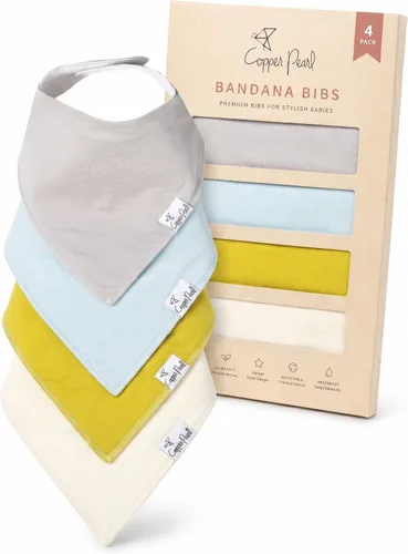 Vista 20 de Copper Pearl Baberos tipo bandana para bebé, paquete de 4 baberos de algodón suave para babear y dentición, absorbentes, ajuste ajustable, muchos