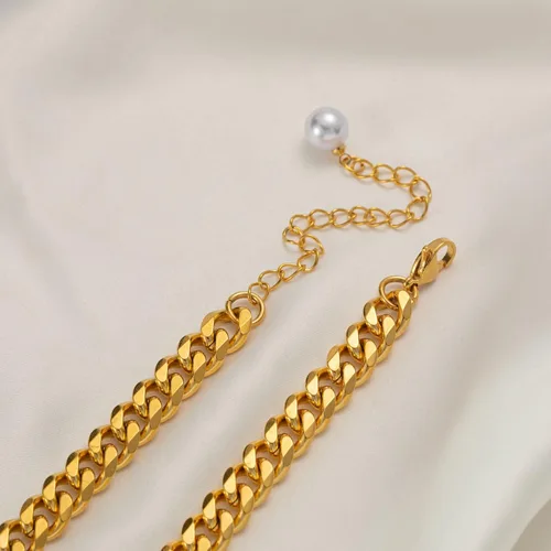 Vista 4 de Yarpiany Collar de cadena de eslabones cubanos para mujer, collares de cadena para mujer, collares de oro de moda, collar de oro para mujer