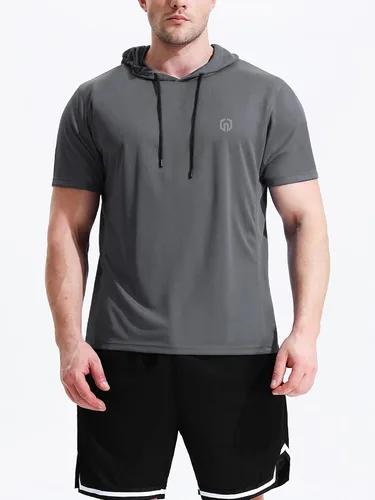 Vista 5 de NELEUS Paquete de 3 camisas de correr para hombre, camisetas atléticas de malla con capucha