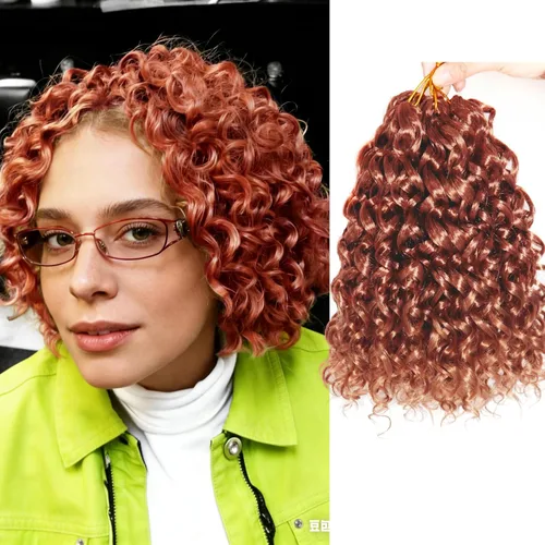 Vista 10 de GoGo Curl Crochet Hair 18 pulgadas onda de agua pelo sintético bohemio ganchillo trenzado jengibre onda profunda extensiones de cabello trenzado