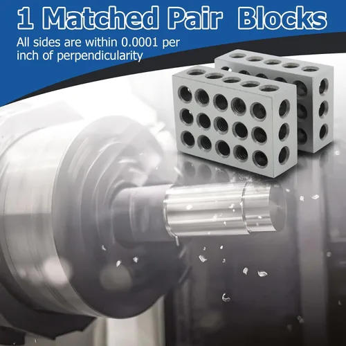 Vista 7 de WFLNHB 1 par a juego Precisión 1 x 2 x 3 pulgadas Bloques 23 agujeros 0.0002" Machinist 1-2-3 Set