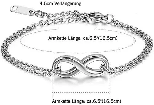 Vista 3 de Oidea - Pulsera de acero inoxidable para parejas con infinito, con bolsa de regalo