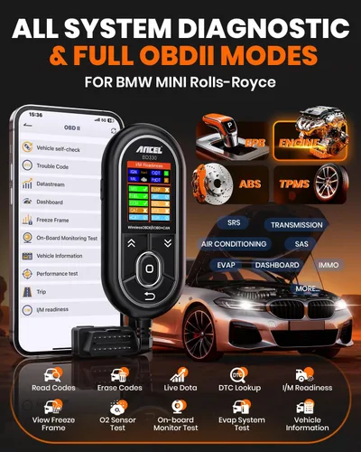 Vista 10 de ANCEL BD330 OBD2 Escáner Bluetooth (Actualizado BD310 para BMW) Herramienta de diagnóstico de sistema completo con registro de batería, función