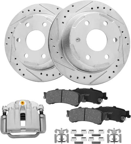 Vista 167 de Detroit Axle - Rotores de freno para Ford 2013-2019 Explorer Taurus Flex Lincoln MKT MKS, rotores de freno de disco ranurados perforados de repuesto