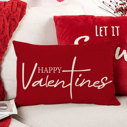 Vista 5 de Fundas de almohada para el día de San Valentín de 12 x 20 pulgadas, diseño de corazón rosa, decoración para sofá, decoración del hogar