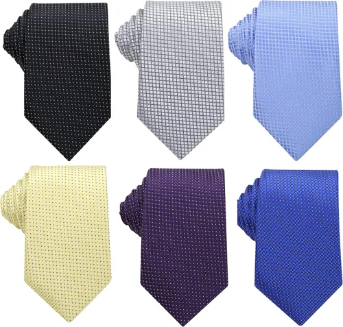 Vista 14 de WeiShang Lote de 6 corbatas clásicas de seda para hombre, corbatas tejidas jacquard