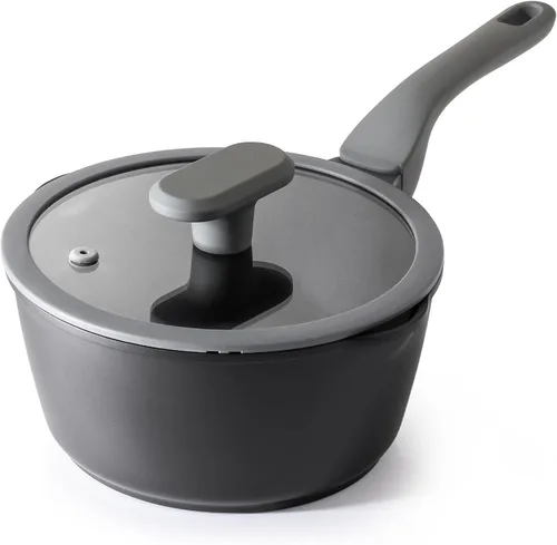 Vista 26 de PRICUSIS Cacerola antiadherente de cerámica con tapa, olla no tóxica de 1.3 cuartos de galón con boquillas de vertido, totalmente revestida, 100%