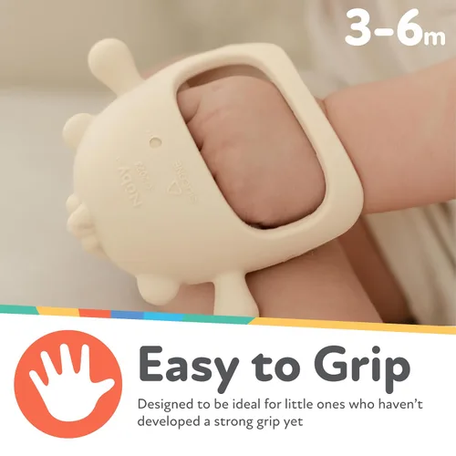 Vista 3 de Nuby Manopla de dentición de muñeca de silicona - Anillo de mordedor para bebés - Más de 3 meses - Oso azul Oso azul
