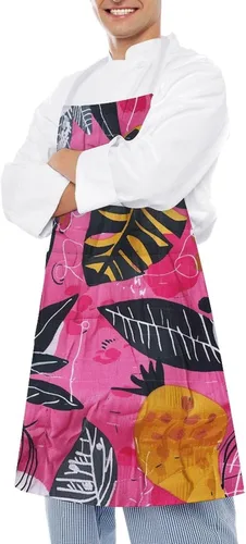 Vista 4 de MUSM Apron for Adults - 27.6 X 31.5 Inch, Heavy-Duty Polyester Aprons with Two Large Pockets, Waterproof Peach Line Style Kitchen Apron for Cooking