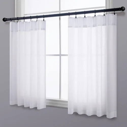 Vista 49 de Pitalk Cortinas de lino para café de 24 pulgadas de largo, con bolsillo trasero, plisadas, estilo bohemio, granja, cocina, cortinas para ventana
