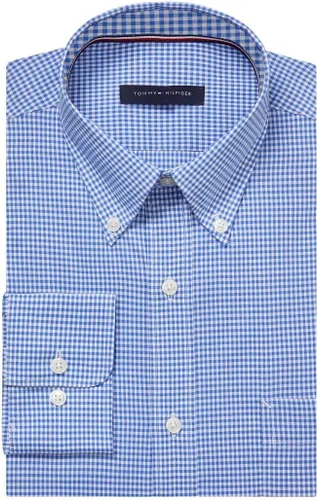 Vista 3 de Tommy Hilfiger Camisa de vestir a cuadros de ajuste regular para hombre, sin planchado, exclusiva de Tienda