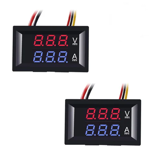 Vista 8 de ACEIRMC 10 amperímetros LED de 0.28 pulgadas, multímetro digital rojo y azul, probador de corriente de voltaje, detector de corriente continua