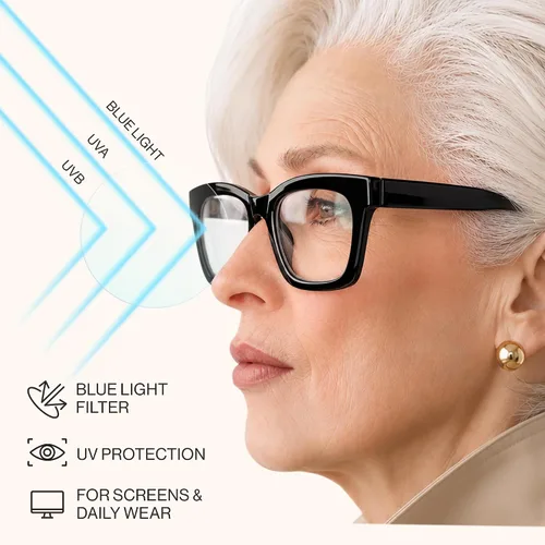 Vista 4 de CCVOO - Lentes de lectura Oprah, con filtro de luz azul, lentes para computadora, para mujer, paquete de 6