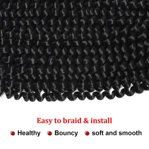Vista 4 de Extensiones de cabello sintético rizado en espiral con volumen para trenza de croché