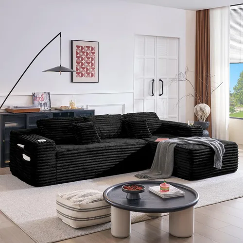 Vista 25 de Sofás seccionales de nube de gran tamaño para sala de estar, sofá modular de 7 plazas en forma de U de 122 pulgadas con diván, asiento profundo