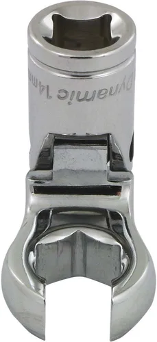 Vista 8 de Dynamic Tools D008760 3/8 "Drive Metric 0.394 in Flex Head con Crow Foot Flare Nut Socket, acabado cromado