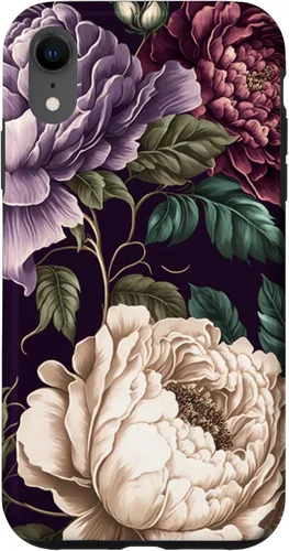 Vista 24 de Elegant Blush Pink & Purple Vintage Floral Rose & Peony Case for iPhone 17