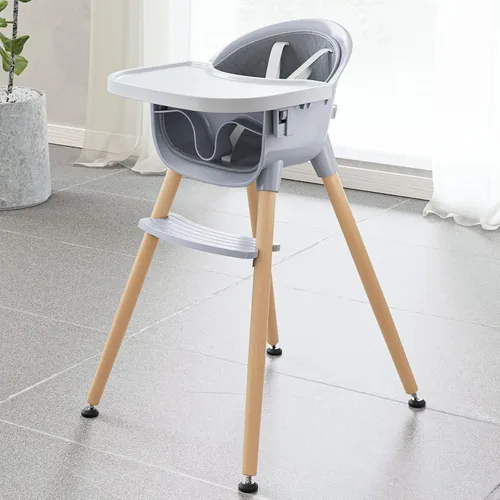 Vista 8 de Fodoss Sillas Altas de Madera Convertibles para Bebés y Niños Pequeños, Silla de Bebé Fácil de Limpiar para Comer, Trona Infantil 3 en 1