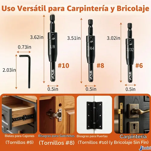 Vista 3 de Broca de bisagra autocentrante mejorada, juego de brocas VIX, acero de alta velocidad