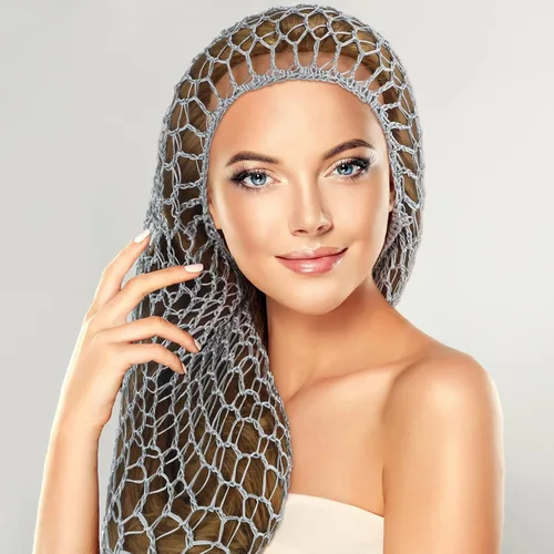 Vista 2 de Waydress 3 piezas de malla de ganchillo para el pelo de rayón de punto de redecilla de 20 pulgadas, gorro de dormir de ganchillo para mujer, pelo
