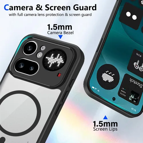Vista 602 de Funda magnética transparente compatible con Xiaomi 17T, color negro 2 en 1 PC + TPU cubierta de teléfono a prueba de golpes, carcasa protectora