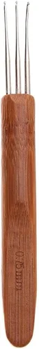 Vista 13 de 0.020 in 0.030 in 1/2/3 cabeza dreadlock ganchillo gancho mango de bambú trenza pelo rastas aguja tejer ganchillo pelo dreadlock trenza accesorios
