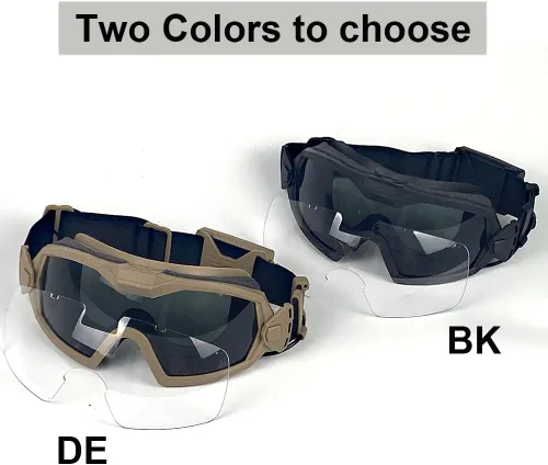 Vista 4 de H World Shopping Gafas de Airsoft antivaho con ventilador y lente intercambiable para disparos militares, gafas de seguridad y gafas