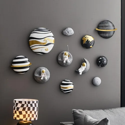Vista 8 de Octdays 3 piezas de astronautas decoración de pared espacial, decoración moderna para el hogar, decoración de pared 3D, decoración de pared