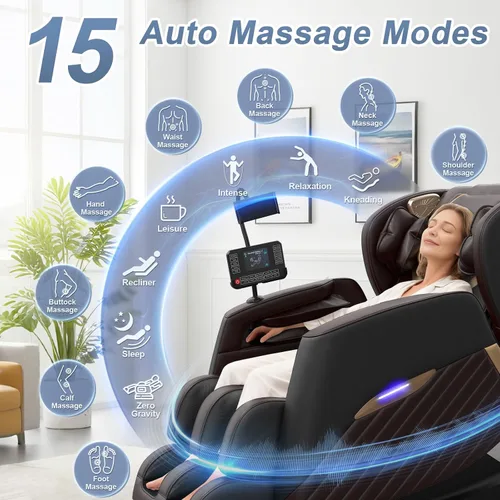 Vista 6 de Massage Chair Full Body, Zero Gravity Massage Chair with 16 Fix Rollers, Auto Massage Program, Foot and Calf Massage, Recliner Chair with Heating
