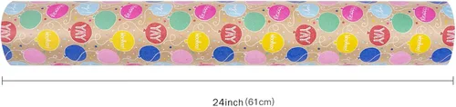 Vista 5 de RUSPEPA Rollo de papel de regalo Kraft - Patrón de globo - 24 pulgadas x 100 pies