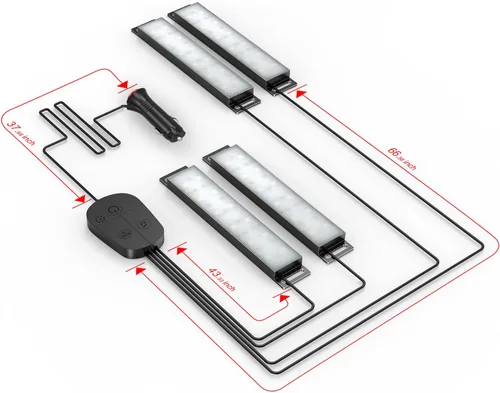 Vista 7 de YiLaie Luces interiores de automóvil, luces interiores inteligentes para automóvil con control de aplicación, kit de iluminación interna de neón