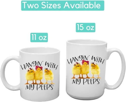 Vista 6 de Hangin with my Peeps Funny Farm Chicks - Taza de café con estampado de pollitos de granja, 11 onzas