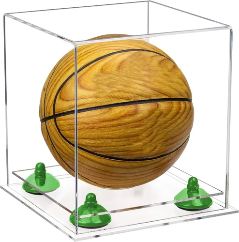 Vista 68 de Better Display Cases Mini acrílico - Miniatura (no tamaño completo) Baloncesto vitrina con elevadores negros y espejo (A015-BR)