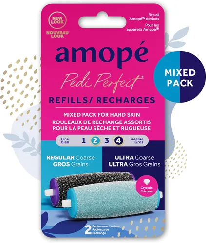 Vista 2 de Amope Pedi Perfect - Removedor eléctrico de callos para pies con cristales de diamante, elimina la piel dura y muerta, paquete mixto para piel dura