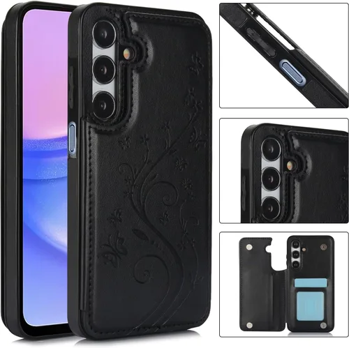 Vista 2 de Asuwish Funda de teléfono para Samsung Galaxy A15 5G/4G con protector de pantalla de vidrio templado, tarjetero con soporte para tarjeteros, soporte
