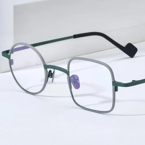 Vista 2 de FONEX Gafas de titanio coloridas Marco Hombres Izquierdo Redondo Derecho Cuadrado Gafas Ópticas Mujeres F85747