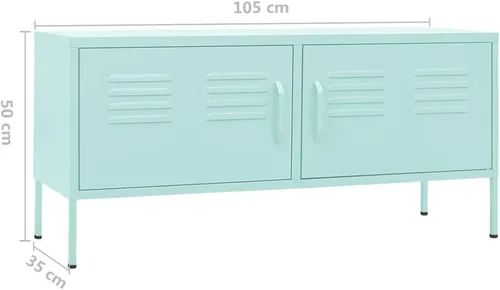 Vista 9 de Soporte de TV de metal de acero con almacenamiento, gabinete de TV de metal clásico, mesa consola de entretenimiento con estantes de almacenamiento