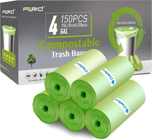 Vista 9 de FORID - Bolsas de basura compostables para cocina, de 13 galones de alto, 80 bolsas de basura sin perfume de 55 litros, medianas para baño, hogar