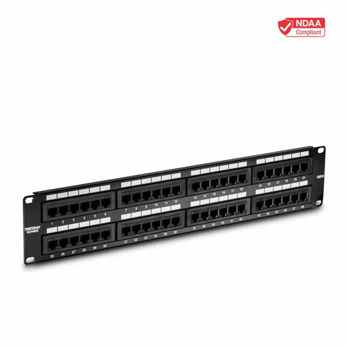 Vista 3 de Parche de panel de 8 puertos Cat5/5e TRENDnet para montar en pared o estanterías, sin blindaje