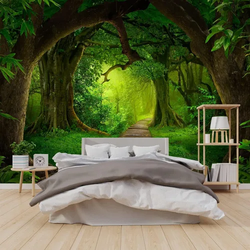 Vista 10 de FENDROM Tapiz de hojas de loto de naturaleza, tapiz de plantas, paisaje natural verde, para colgar en la pared, arte de pared 3D para dormitorio