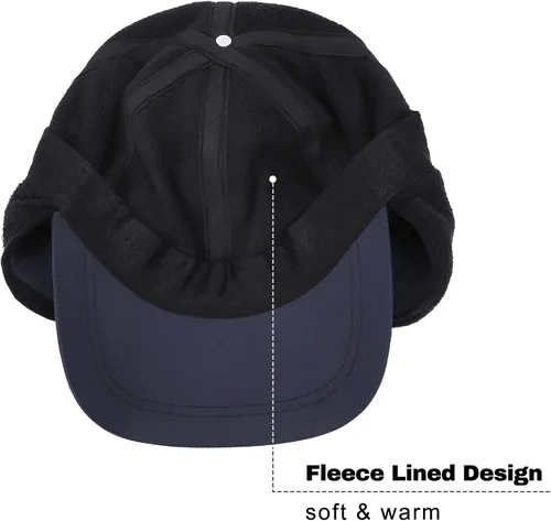 Vista 4 de Gorra de béisbol de forro polar para mujer, con orejera, impermeable, para invierno, calentador de oídos, para correr