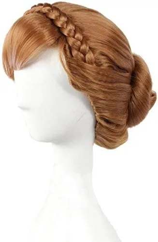 Vista 5 de Angelaicos Peluca marrón para mujer, para Halloween, cosplay, trenza, corta, updo, Marrón