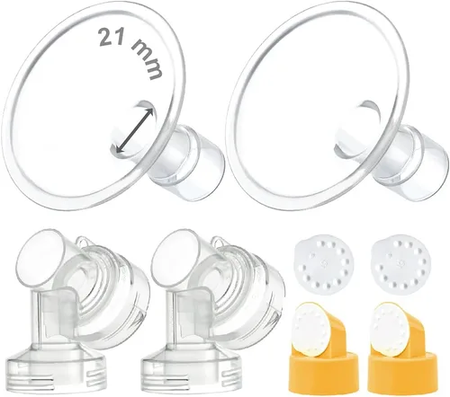 Vista 9 de Maymom 2 protectores de pecho de dos piezas de 0.67 pulgadas, 2 conectores de base con válvula y membrana compatibles con extractores de leche