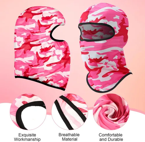 Vista 3 de Xtinmee Pasamontañas de esquí, pasamontañas desgastados, máscara de cara completa para hombres y mujeres, resistente al viento, camuflaje, cubierta