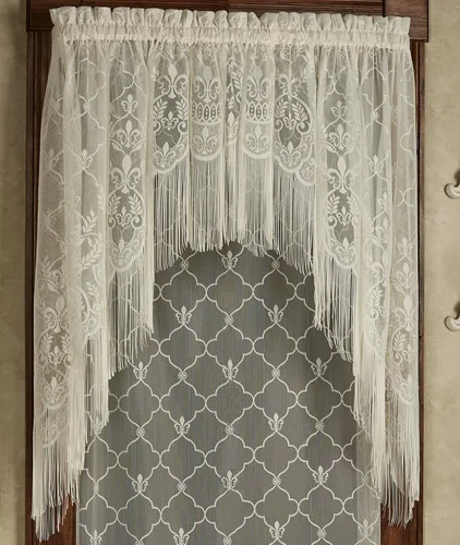 Vista 9 de Touch of Class Panel de cortina victoriana de encaje Fleur de Lis para ventana de poliéster - Oro antiguo - Panel de estilo europeo para ventanas