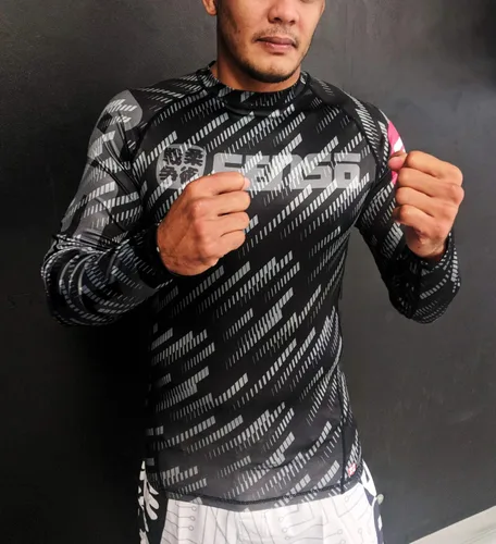 Vista 5 de Senso Jiu Jitsu Kurai Rash Guard - 100% licra de seda helada, ligera, cómoda, absorbe la humedad