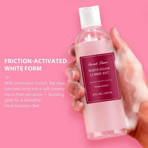 Vista 2 de Secret Lover Lubricante sexual de espuma blanca, lubricante personal líquido a crema activado por fricción para mujeres y hombres, fórmula suave