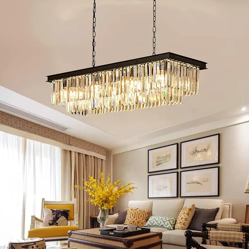 Vista 5 de Crytal Chandeliers - Lámpara colgante rectangular negra con cristal K9