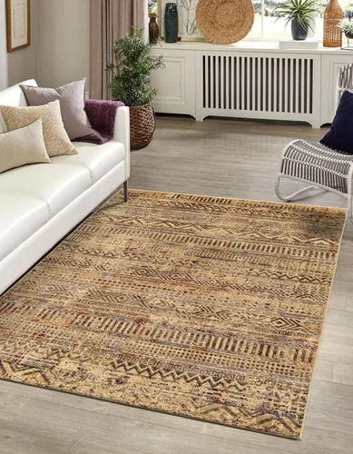 Vista 9 de Unique Loom Saturn Collection Alfombra de área - Relay (Runner 2' 2" x 5' 0", Beige/Gris)